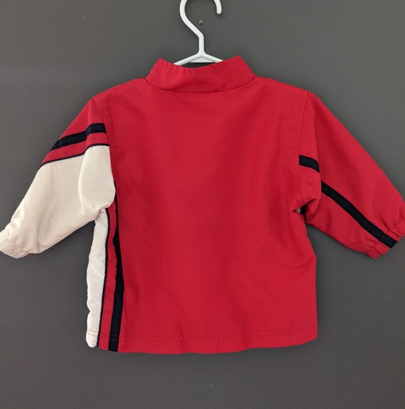 Red & white soccer zip up windbreaker jacket - Picture 2 of 3